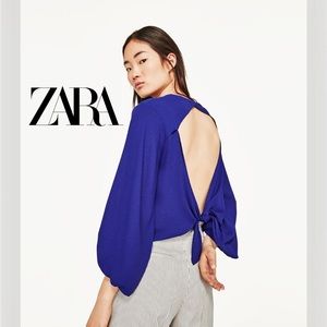 ☃️Zara blue royal balloon sleeves top size small